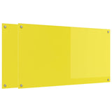 Kitchen Backsplash 2 pcs Yellow 110 x 60 cm Tempered Glass 3415514