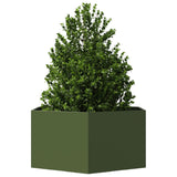 ZNTS Garden Planter Olive Green Hexagon 104x90x45 cm Steel 851132