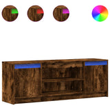 TV Cabinet with LED Smoked Oak 139.5x34x50 cm Engineered Wood 852198