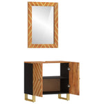 ZNTS 2 Piece Bathroom Cabinet Set Brown and Black Solid Wood Mango 3206289