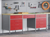 Work Cabinet with Drawer 3 pcs Red Engineered Wood and Steel 3321377