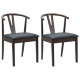 Dining Chair 2 pcs Light Brown and Black Solid Rubber Wood 42020403