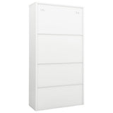 Office Cabinet White Steel and Tempered Glass Large 335946