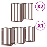 Dog Gate with Door Foldable 12 Panels Brown 600 cm Poplar Wood 3155607