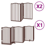 Dog Gate with Door Foldable 12 Panels Brown 600 cm Poplar Wood 3155607
