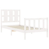 Bed Frame without Mattress White Small Single Solid Wood Pine 3192192