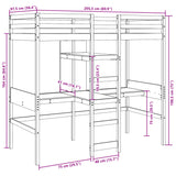 ZNTS Loft Bed Frame with Desk and Shelves Wax Brown 90x200cm Solid Wood Pine 3308543