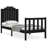 Bed Frame without Mattress Black Small Single Solid Wood Pine 3192260