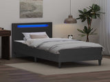 Bed Frame with LED Strip Lights Grey 90 x 190 cm Faux Leather 3415282