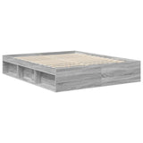 Bed Frame Grey Sonoma 160 x 200 cm Solid Pine Wood 3413286