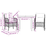 3 Piece Bistro Set with Cushions Grey Poly Rattan 3212187