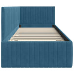 Corner Bed Frame with Headboard Blue 80 x 200 cm Velvet 42016245