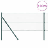 Fence with Posts Green 0.6 x 100 m PVC-coated steel 3352736