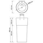Ceramic Stand Bathroom Sink Basin Faucet/Overflow Hole Black Round 141943