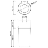 Ceramic Stand Bathroom Sink Basin Faucet/Overflow Hole White Round 141942