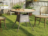 70 cm Wood-Effect Rattan Garden Table - Natural Wood Finish T3398P553234