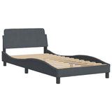 Bed Frame "Dover" Dark Grey 100x190 cm Velvet 373268