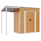 Garden Shed with Extended Roof Light Brown 277x107x181cm Steel 364528