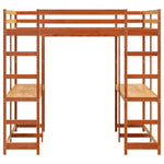 ZNTS Loft Bed with Desk and Ladder Wax Brown 180x200 cm Super King Solid Wood Pine 3284232