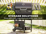 Gas Burner Barbecue Grill, 2 Burner Gas Grill with Side Tables, Warming Rack, Shelf, Thermometer, T3398P553473