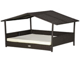 Wicker Dog House, Rattan Pet Bed, with Removable Cushion, Canopy, for Small and Medium Dogs - Cream T3398P376417