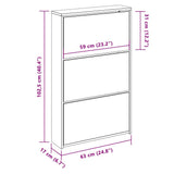 243047 Shoe Cabinet 3-Layer Mirror Oak 63x17x102,5 cm
