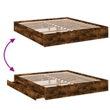 Bed Frame with Drawers without Mattress Smoked Oak 200x200 cm 3280633
