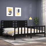 Bed Frame without Mattress Black 200x200 cm Solid Wood Pine 3192840