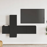 3 Piece TV Cabinet Set Black Engineered Wood 3078759