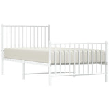 Metal Bed Frame without Mattress with Footboard White 90x190cm 350941