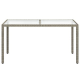 Garden Table 150x90x75 cm Tempered Glass and Poly Rattan Grey 316707