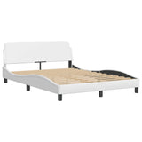 ZNTS Bed Frame with LED Lights White 140x190 cm Faux Leather 3213928