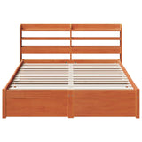 Bed Frame with Headboard 2 pcs Wax Brown Solid Pine Wood 3422752