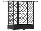 Raised Bed with Trellis and Roof Black 124 x 40 x 123 cm PP 42032545