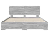 Bed Frame with Drawer Grey Sonoma 140 x 200 cm Engineered Wood 3412779