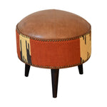 Durrie & Leather Mixed Footstool IN1850