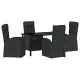 Garden Dining Set with Cushion 5 pcs Black Poly Rattan 3379529