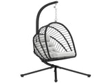 Outdoor PE Rattan Swing Chair with Foldable Basket and Cushion, Garden Patio Hanging Egg Chair with T3398P328053