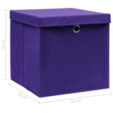 ZNTS Storage Boxes with Lids 10 pcs Purple 32x32x32 cm Fabric 288356