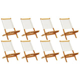Folding Garden Chairs 8 pcs Cream White Fabric and Solid Wood 3214639