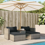 ZNTS 5 Piece Garden Sofa Set with Cushions Grey Poly Rattan Acacia 365726