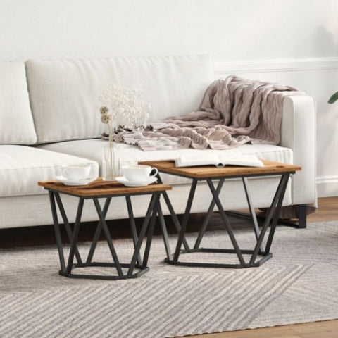ZNTS Side Tables 2 pcs Old Wood Engineered Wood 868271