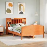 Bookcase Bed without Mattress Wax Brown 150x200 cm King Size Solid Wood Pine 3323142