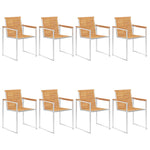 Garden Chairs 8 pcs Solid Teak Wood and Stainless Steel 3078553