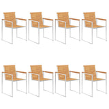 Garden Chairs 8 pcs Solid Teak Wood and Stainless Steel 3078553