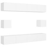 6 Piece TV Cabinet Set White Engineered Wood 3078684