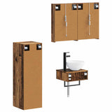 Bathroom Cabinet Set 4 pcs Old Wood Engineered Wood 3407381