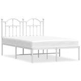 Metal Bed Frame without Mattress with Headboard White 120x200cm 353486