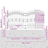 Garden Fence KAMPEN with Spear Top Black 240x125 cm Steel 151086