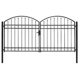 Fence Gate ASSEN Double Door with Arched Top Steel 300x150 cm 143090